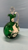 Mary Gregory Enamelled Green Glass Oil Bottle - 2