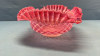 Pink Opalescent Diamond Quilted Glass Bride's Bowl - 2