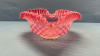 Pink Opalescent Diamond Quilted Glass Bride's Bowl - 4