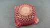 Pink Opalescent Diamond Quilted Glass Bride's Bowl - 5