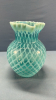 Blue Opalescent Diamond Quilted Glass Pitcher - 4