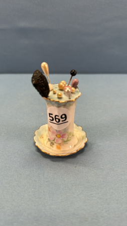 Small Hat Pin Holder with Pins -2in High