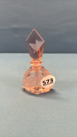 Pink Glass Perfume Bottle with Dauber -4in High