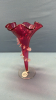 Cranberry Glass 8in High Fluted Vase