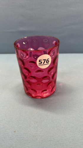 Cranberry Glass Coin Dot Pickle Cruet Liner