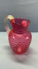 Cranberry Glass Herring Bone Pattern Pitcher - 4