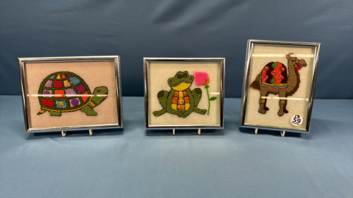 3 Needlepoint Pictures for Child's Room