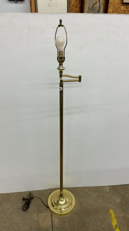 Brass Swing-Arm Floor Lamp -57in High