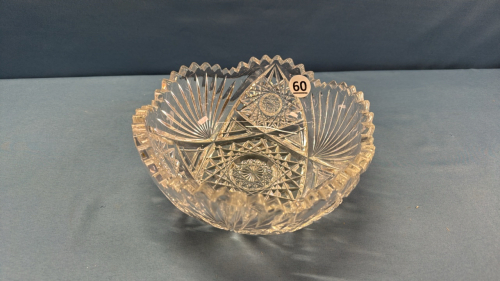 Cut Glass Bowl with Small Chip -Signed Clapperton