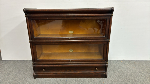 Oak Two Section Barrister Bookcase with Drawer