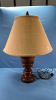 Double Bulb Wooden Based Table Lamp