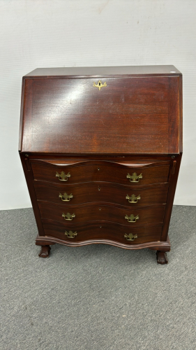 Kaplan Serpentine Mahogany Drop Front Desk