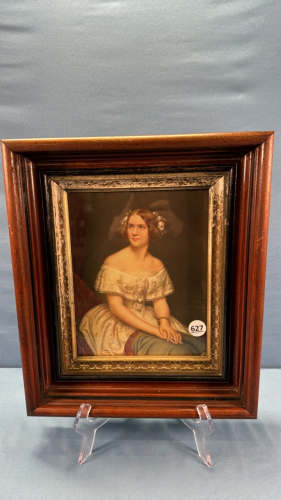 Walnut Deep Frame with Young Woman Sitting