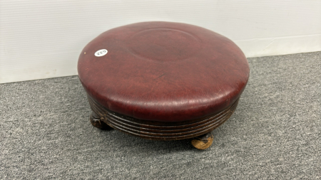 Old Maroon and Wood Foot Stool