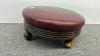 Old Maroon and Wood Foot Stool - 2