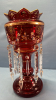 Ruby Red Glass Luster with Prisms -15in High - 4