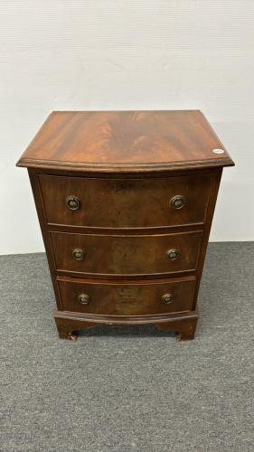 Bowed Front Three Drawer Night Stand