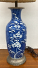 Blue & White Ceramic Asian Lamp & Jade Finial - 2