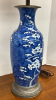 Blue & White Ceramic Asian Lamp & Jade Finial - 3