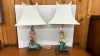 Pair of Asian Figural Terra Cotta Pottery Lamps