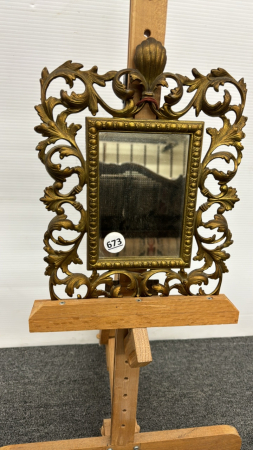 Brass Plated Cast Filigree Mirror