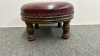 Leather Topped Foot Stool with Turned Wooden Legs - 2