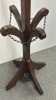 Oak Hall Tree w/ Metal Hooks & Umbrella Holders - 5