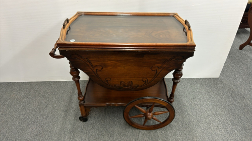 Drop-Leaf Rolling Tea Cart -See Notes