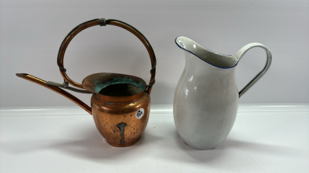 Copper Watering Can and Granite Pitcher