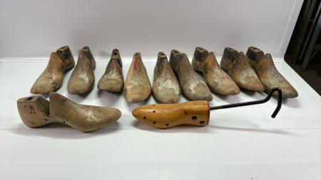 11 Assorted Wooden Shoe Forms -Not Matched Pairs