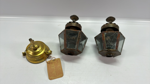 2 Small Coal Oil Coach Lights & Alcohol Wax Melter