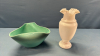 Milk Glass Hand Painted Vase and 3 Cornered Bowl - 3