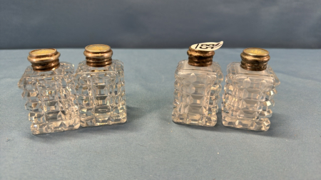 Cut Glass w/ Sterling & Mother of Pearl Shakers