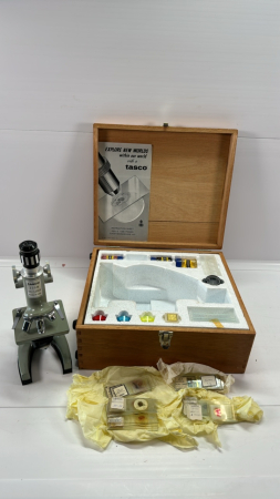 Tasco Microscope in Wooden Case