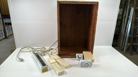 Wood Box with 3 Power Bars, 2 Timers & The Clapper