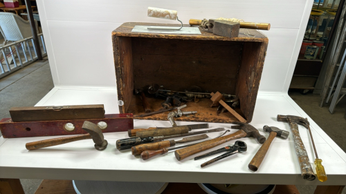 Quantity of Hand Tools in Wooden Box -See Notes