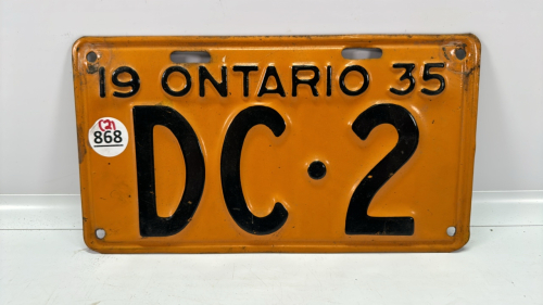 1935 Ontario Licence Plate