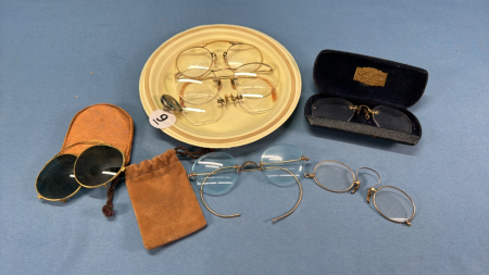 7 Pair of Vintage Eye Glasses, Some are Clip On