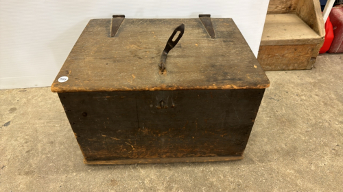 Old Square Nail Box with Hand Forged Latch