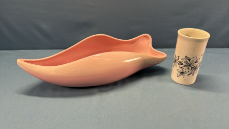 Pink Beauceware Bowl & English Toothbrush Holder