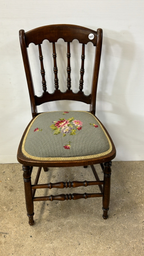 Spindle Back Dining Chair with Needlepoint Seat