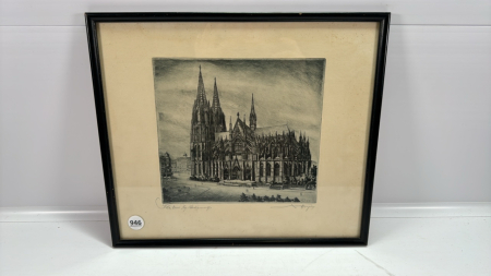 Etching of European Cathedral