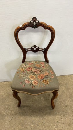 Victorian Needlepoint Seat Balloon Back Chair