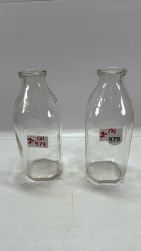 2 Wilson's Embossed Square Quart Bottles