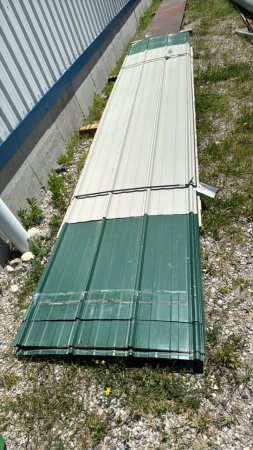 16 Sheets Approx. 14ft Long of Used Green Steel