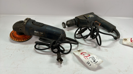 Mastercraft 4in Angle Grinder & B&D Electric Drill