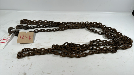 18ft x 1/4in Chain with 2 Grab Hooks