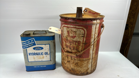 Ford 2 G. Oil Tin & White Rose 5 G. Oil Pail