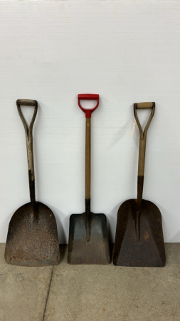 2 Scoop Shovels & 1 Square Mouth Shovel