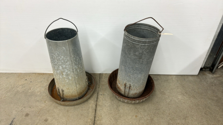 2 Metal Chicken Feeders -Approx. 24in High